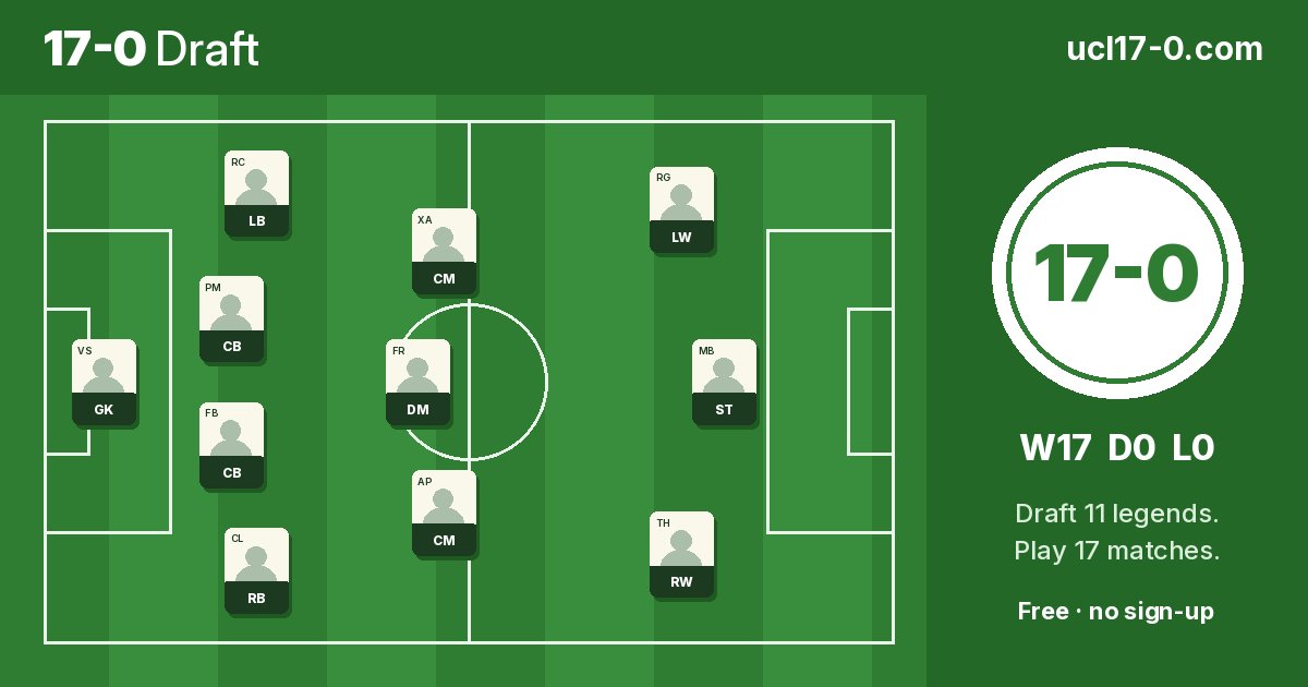 17-0 Draft - a Champions League draft game where you pick 11 all-time greats and the sim plays a ful